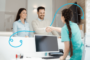 Intiveo patients shaking hands with receptionist