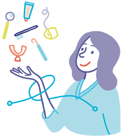 Intiveo woman holding multiple dental tools