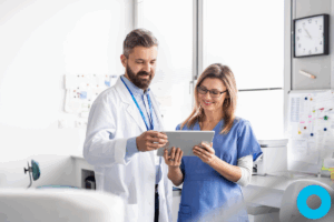 Dentists use dental office software to complete a referral.